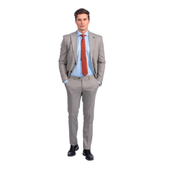 روبان بدلة مربعات دقيقة بقصة عادية - بيج - متعدد المقاسات