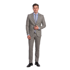 روبان بدلة ميلانج بقصة ضيقة - بيج - متعدد المقاسات