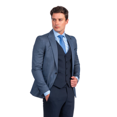 روبان بدلة منقطة بقصة ضيقة - 3 قطع - أزرق - متعدد المقاسات