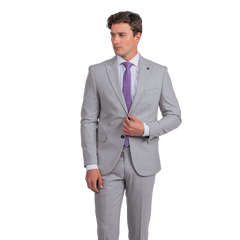 روبان بدلة مربعات دقيقة بقصة عادية - رمادي - متعدد المقاسات