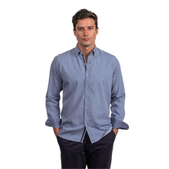 روبان قميص دنيم مغسول بقصة عادية - أزرق فاتح - متعدد المقاسات