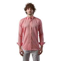 روبان قميص أوكسفورد قطني منسوج بقصة ضيقة - متعدد الألوان - متعدد المقاسات