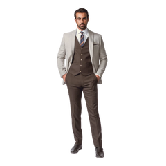 روبان بدلة هيرنجبون ثلاثية القطع بقصة ضيقة - رمادي فاتح - متعدد المقاسات