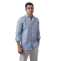 روبان قميص كتان مغسول سادة بقصة عادية - متعدد الألوان - متعدد المقاسات