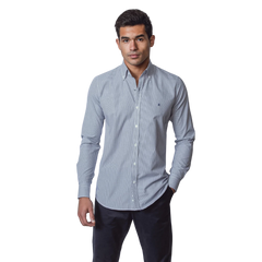 روبان قميص بوبلين مخطط بقصة ضيقة - متعدد الألوان - متعدد المقاسات