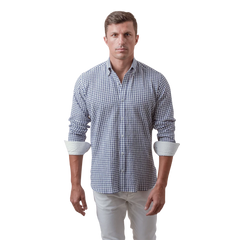 روبان قميص قطني مربعات بنسيج مجعد بقصة عادية - متعدد الألوان - متعدد المقاسات