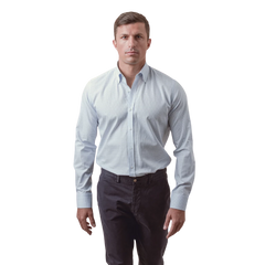 روبان قميص مربعات بياقة بأزرار - أزرق سماوي - متعدد المقاسات