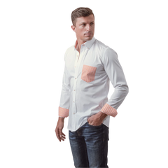 روبان قميص قطني ناعم بقصة ضيقة - متعدد الألوان - متعدد المقاسات