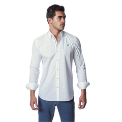 روبان قميص قطني ناعم سادة مطرز - أبيض - متعدد المقاسات