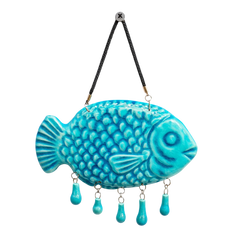 سعودي معلقة حائط سيراميك – تصميم سمكة مع زخارف – 20×10 سم – SF5