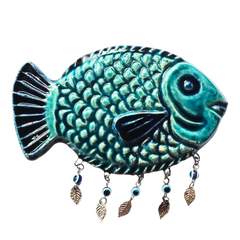 سعودي معلقة حائط سيراميك – تصميم سمكة مزينة بالزخارف – 20×10 سم – SF2