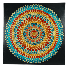 لوحة خزفية يدوية بزخرفة ماندالا