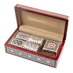 طقم صناديق خشبية مطعمة بالصدف ومزخرفة يدويًا