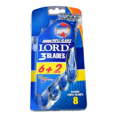 لورد مجموعة 8 ماكينات حلاقة ثلاثية الشفرات - أزرق/رمادي