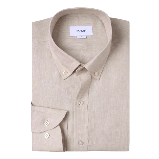 روبان قميص كتان مغسول بقصة عادية - متعدد الألوان - متعدد المقاسات