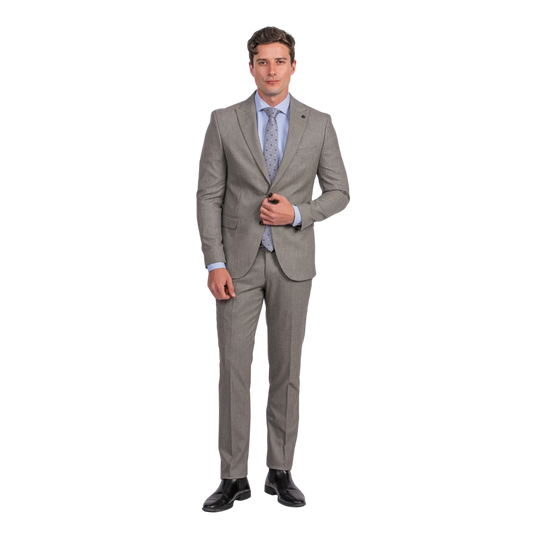 روبان بدلة ميلانج بقصة ضيقة - بيج - متعدد المقاسات