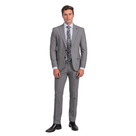 روبان بدلة منسوجة بقصة عادية - رمادي - متعدد المقاسات