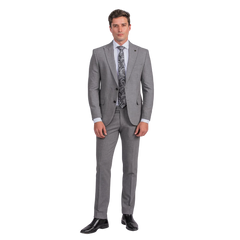 روبان بدلة منسوجة بقصة عادية - رمادي - متعدد المقاسات