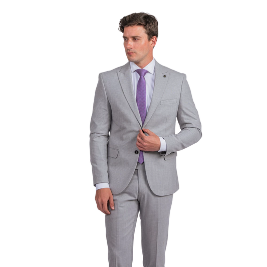 روبان بدلة مربعات دقيقة بقصة عادية - رمادي - متعدد المقاسات