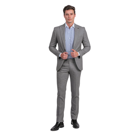 روبان بدلة ميلانج بقصة ضيقة - رمادي - متعدد المقاسات