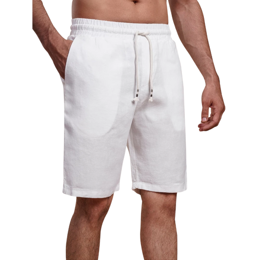 روبان شورت كتان نقي مغسول - أبيض - متعدد المقاسات