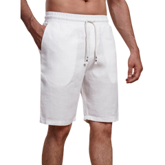 روبان شورت كتان نقي مغسول - أبيض - متعدد المقاسات