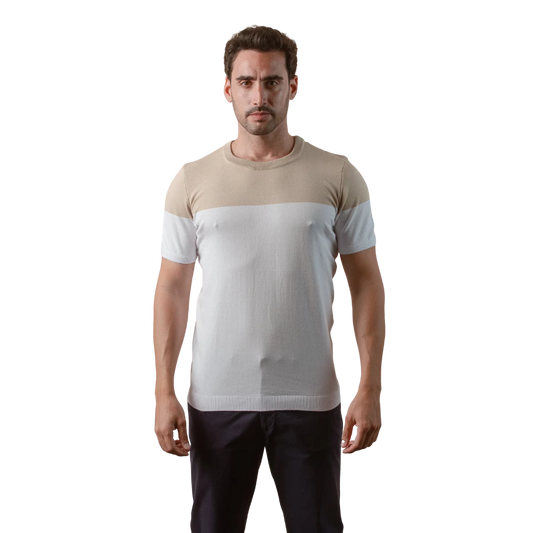 روبان قميص قطني محبوك بياقة دائرية - متعدد الألوان - متعدد المقاسات