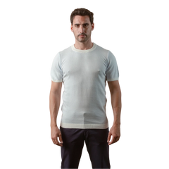 روبان تي شيرت قطن محاك ميلانج بياقة مستديرة - متعدد الألوان - متعدد المقاسات