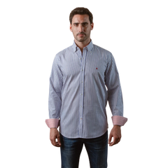 روبان قميص قطني مخطط بقصة عادية - متعدد الألوان - متعدد المقاسات