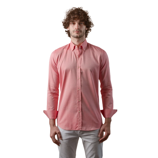 روبان قميص أوكسفورد قطني منسوج بقصة ضيقة - متعدد الألوان - متعدد المقاسات