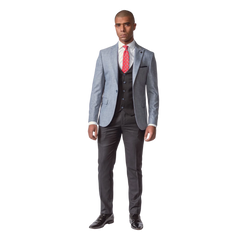 روبان بدلة هيرنجبون ثلاثية القطع بقصة ضيقة - أزرق سماوي - متعدد المقاسات