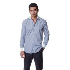 روبان قميص بوبلين مخطط بقصة عادية بأزرار أكمام - متعدد الألوان - متعدد المقاسات