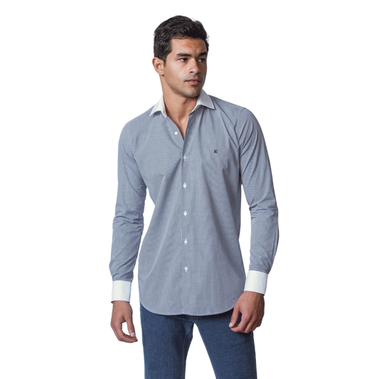 روبان قميص بوبلين مربعات بقصة عادية - متعدد الألوان - متعدد المقاسات