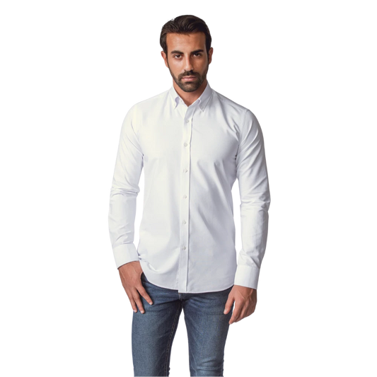 روبان قميص أوكسفورد مغسول سادة بقصة ضيقة - متعدد الألوان - متعدد المقاسات