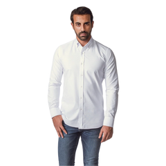 روبان قميص أوكسفورد مغسول سادة بقصة ضيقة - متعدد الألوان - متعدد المقاسات