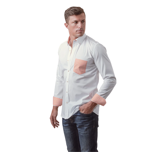 روبان قميص قطني ناعم بقصة ضيقة - متعدد الألوان - متعدد المقاسات