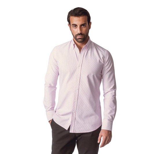 روبان قميص أوكسفورد قطني مخطط مغسول بقصة ضيقة - متعدد الألوان - متعدد المقاسات