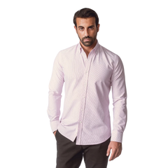 روبان قميص أوكسفورد قطني مخطط مغسول بقصة ضيقة - متعدد الألوان - متعدد المقاسات