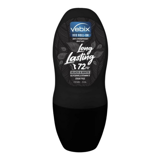 فيبكس رول أون مزيل عرق 72 ساعة بلاك أند وايت للرجال 50 مل