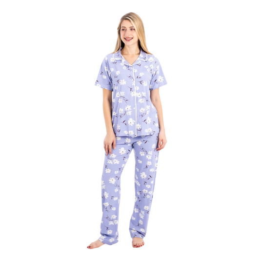 زكوتكس طقم بيجامة نسائي كلاسيكي – طبعة زهور – ألوان متعددة – مقاسات متعددة