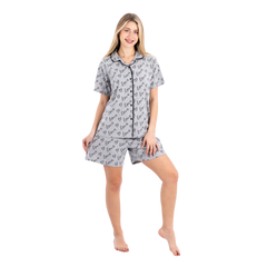 زكوتكس طقم بيجامة قصير نسائي – "Love" رمادي – مقاسات متعددة