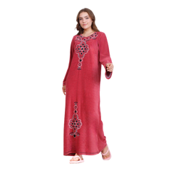 زكوتكس عباية شتوية مخملية مطرّزة – أحمر – مقاسات متعددة