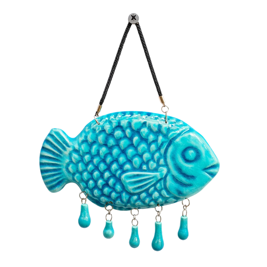 سعودي معلقة حائط سيراميك – تصميم سمكة مع زخارف – 20×10 سم – SF5