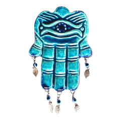 سعودي معلقة حائط سيراميك – كف الخمسة بزخرفة عين الحسد – 20×10 سم – SF2