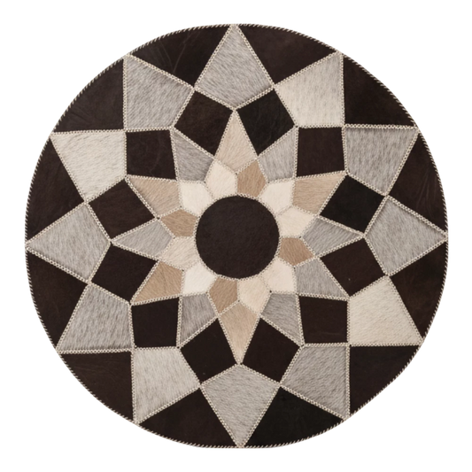 كايرو نوت سجادة دائرية من الجلد الطبيعي يدوية الصنع - قطر ‎120 سم