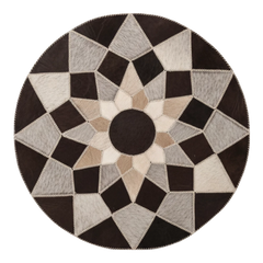 كايرو نوت سجادة دائرية من الجلد الطبيعي يدوية الصنع - قطر ‎120 سم