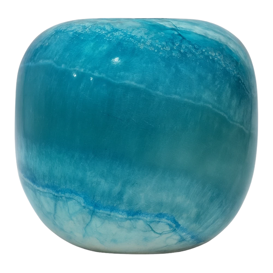 فازة كروية من الألباستر بلون فيروزي ‎15×15 سم