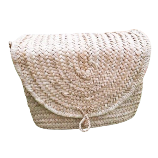 حقيبة كتف من الخوص الطبيعي مصنوعة يدويًا
