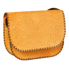 باست جاليري حقيبة جلد يدوي بنقوش عربية هندسية