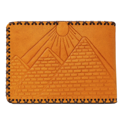 باست جاليري محفظة جلد يدوي رجالية بنقش الأهرامات